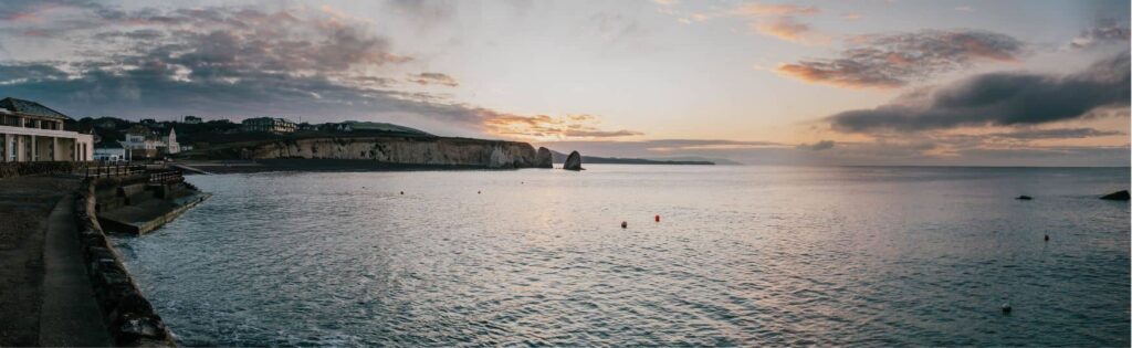 Freshwater Bay on the Isle of Wight, seascape, sunset and landscape