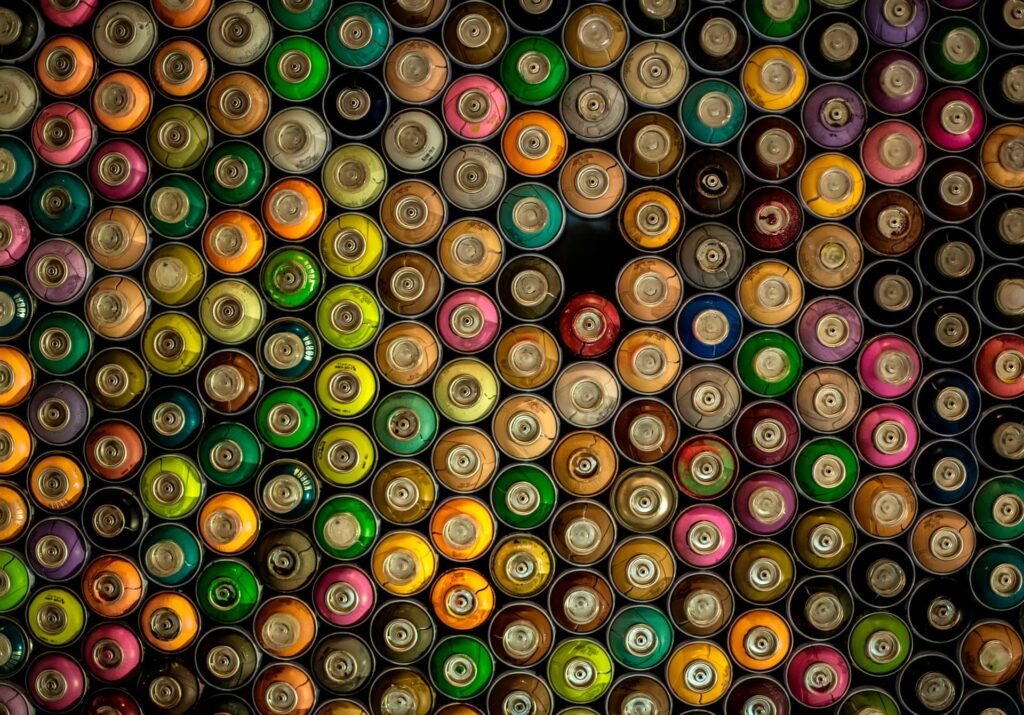 Tops of paint cans