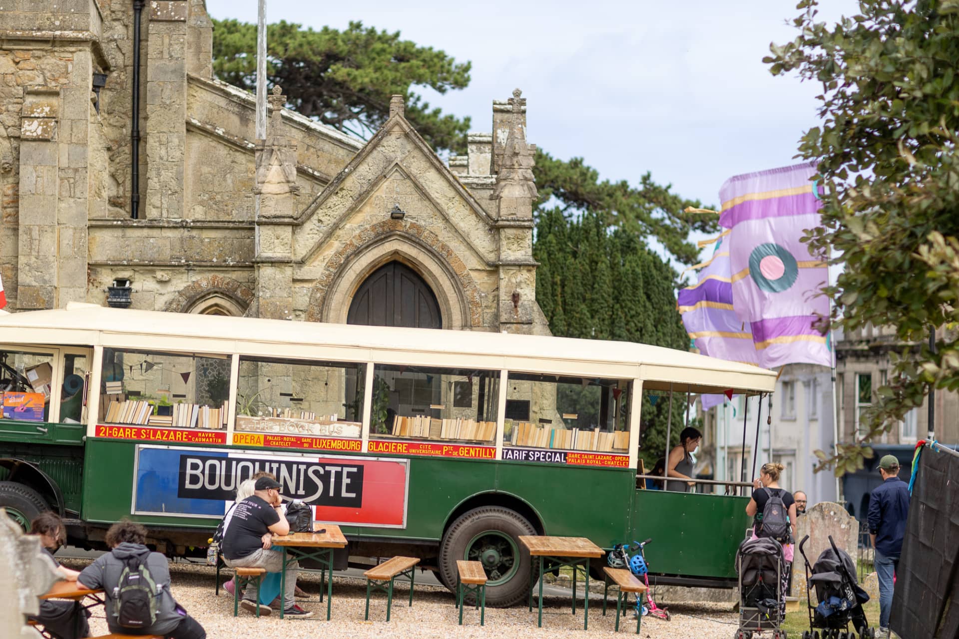 The Ventnor Book Bus outside St Catherine's Church