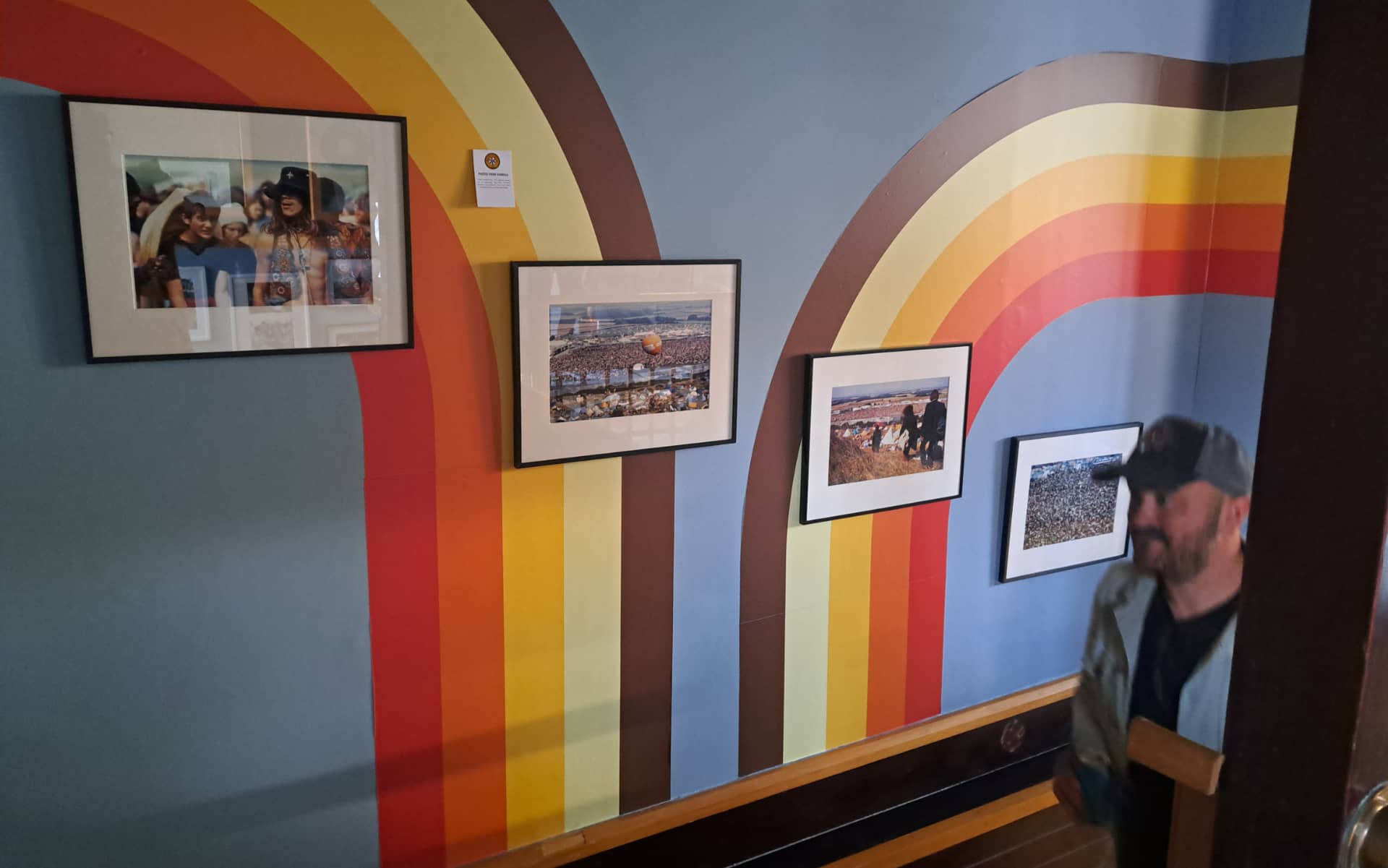 Historic photos on stairway to the museum