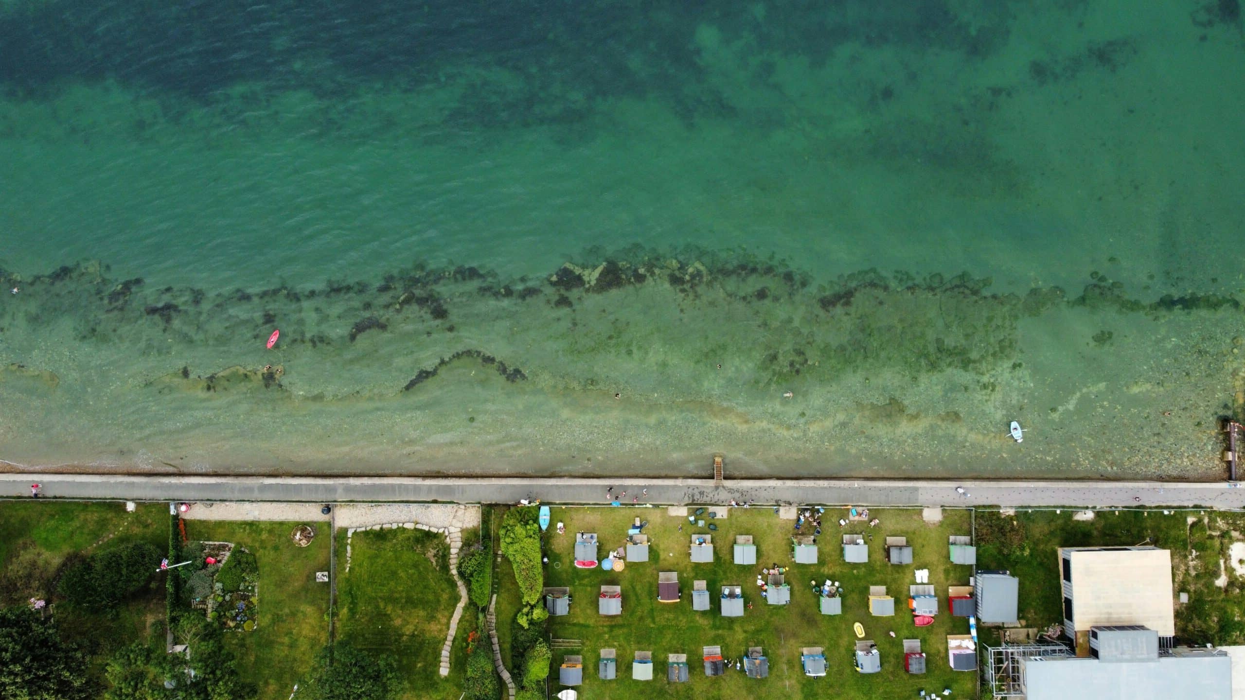 A drone shot of Bembridge beach