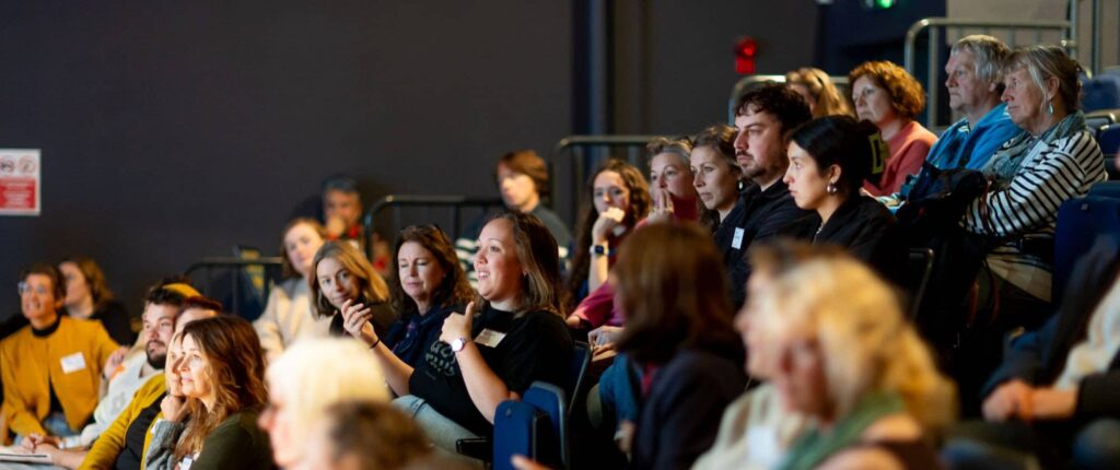 audience members at CEP meeting at quay arts