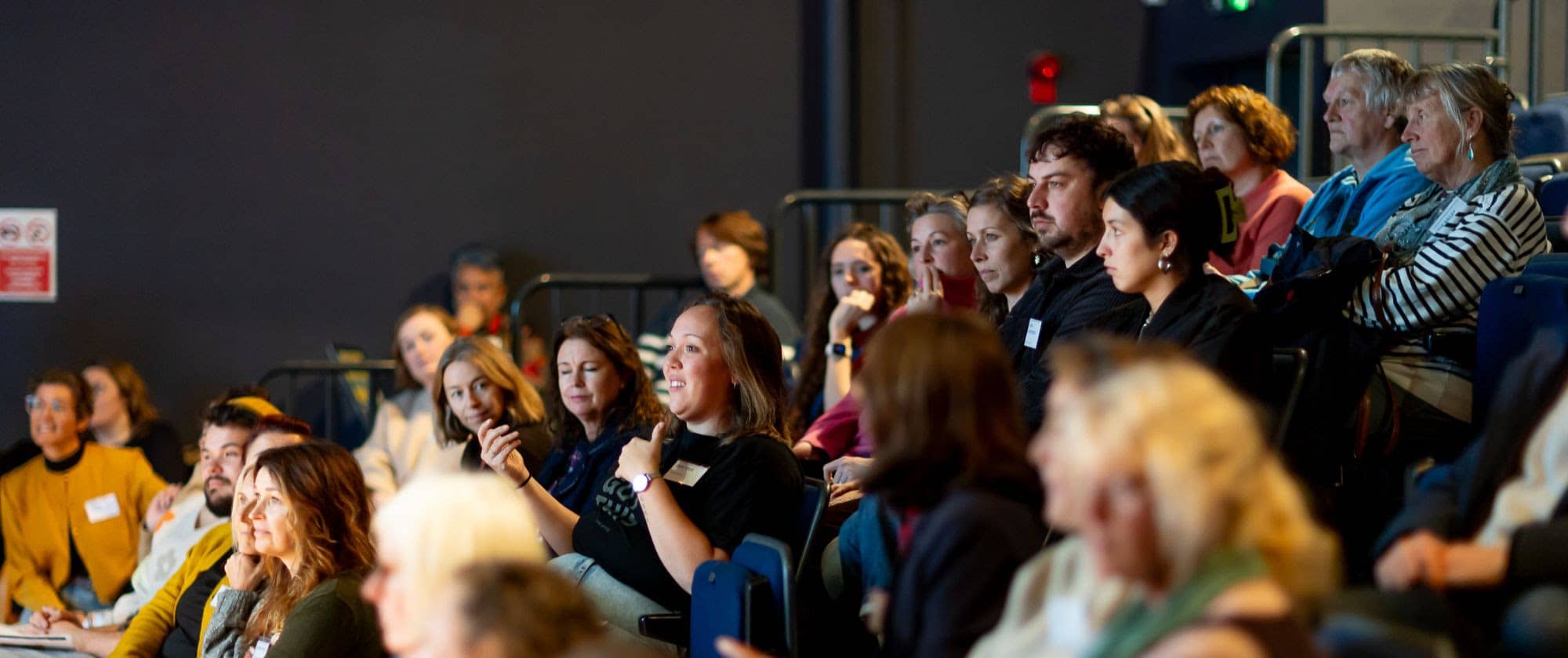 audience members at CEP meeting at quay arts