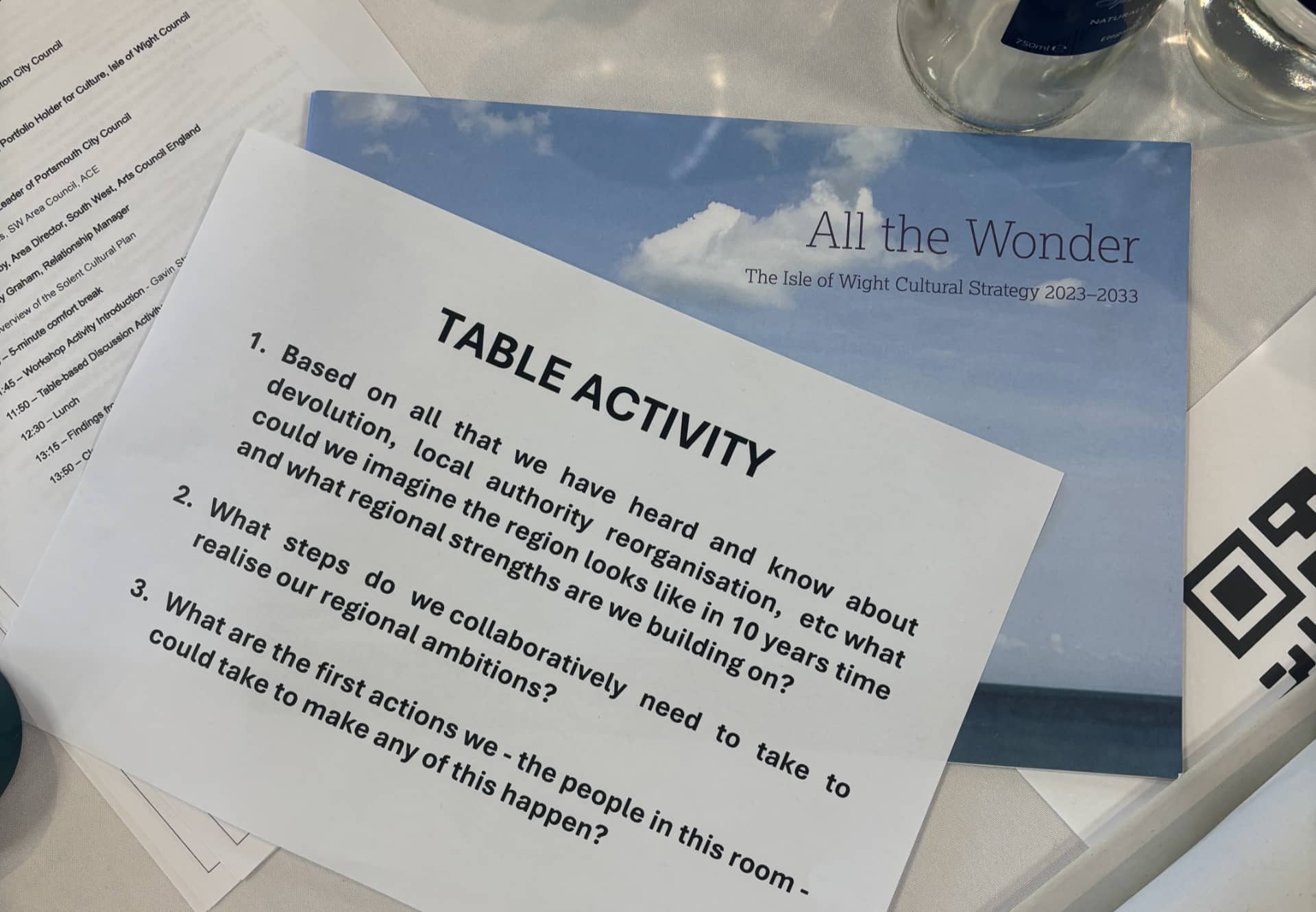 papers on table at solent cultural forum meeting