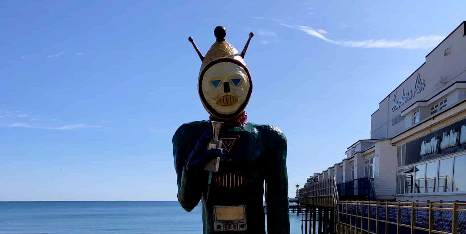 Statue of All Colours Sam by Sandown Pier