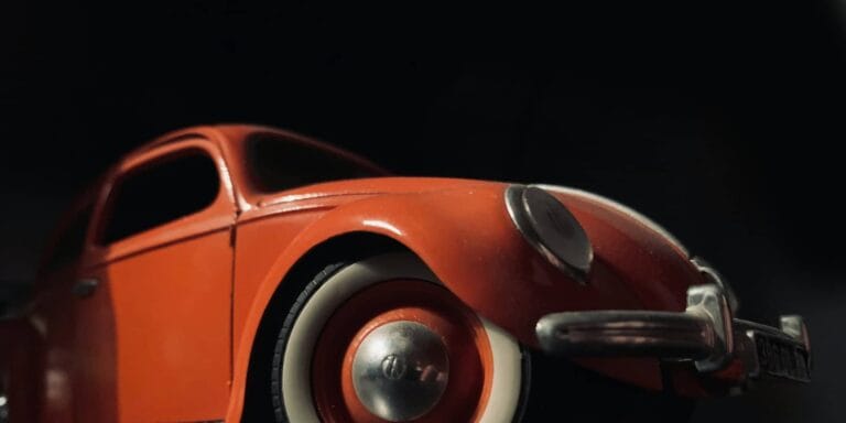 3d modelling and animation of an orange VW Beetle car