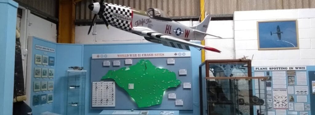 Exhibits hanging in the Wight Aviation Museum-