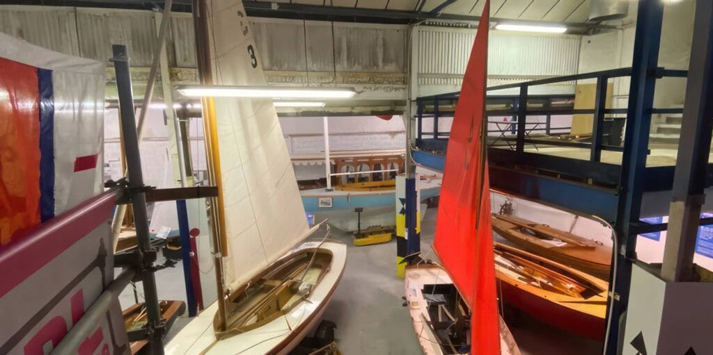 In side the boat shed of the Classic Boat Museum