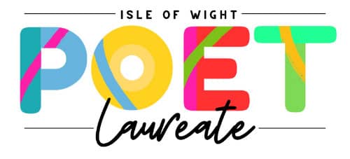 Poet Laureate Logo - featuring colourful letters on a white background