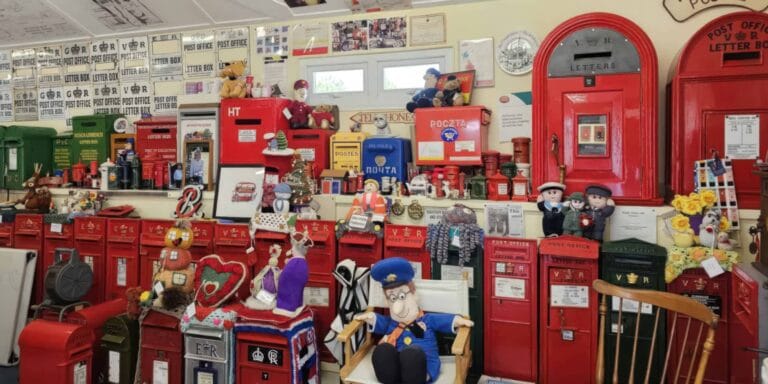 A display of Post Box Toppers at the Isle of Wight Postal Museum