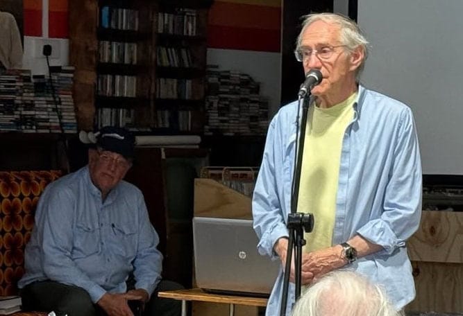 Ray Foulk talking to those attending the launch of the Wight Music Experience