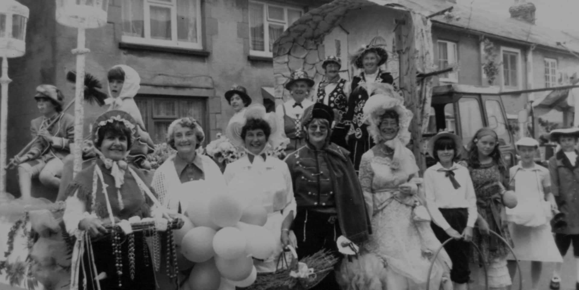 Ventnor Keep Fit Ladies Carnival Float 1981 - showing many women in fancy dress