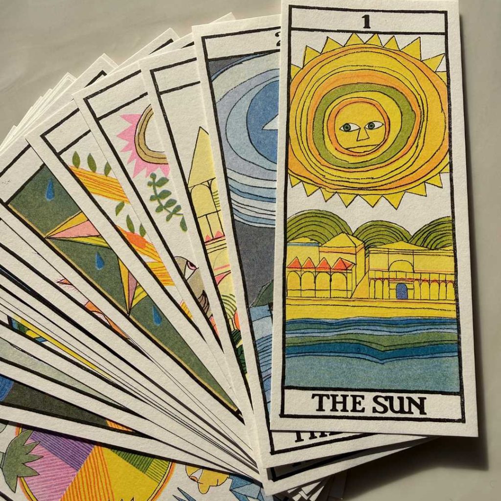 Sandown Tarot cards on a table